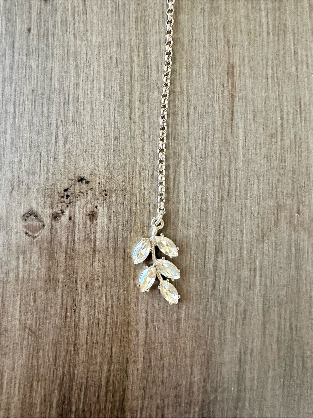J. Crew Leaf Crystal Pendant Necklace - Adjustable